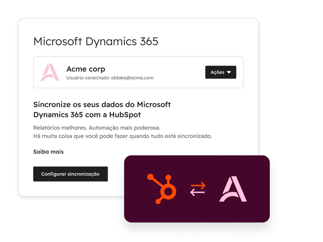 interface do cliente para a conexão de ferramentas do stack tecnológico com a HubSpot